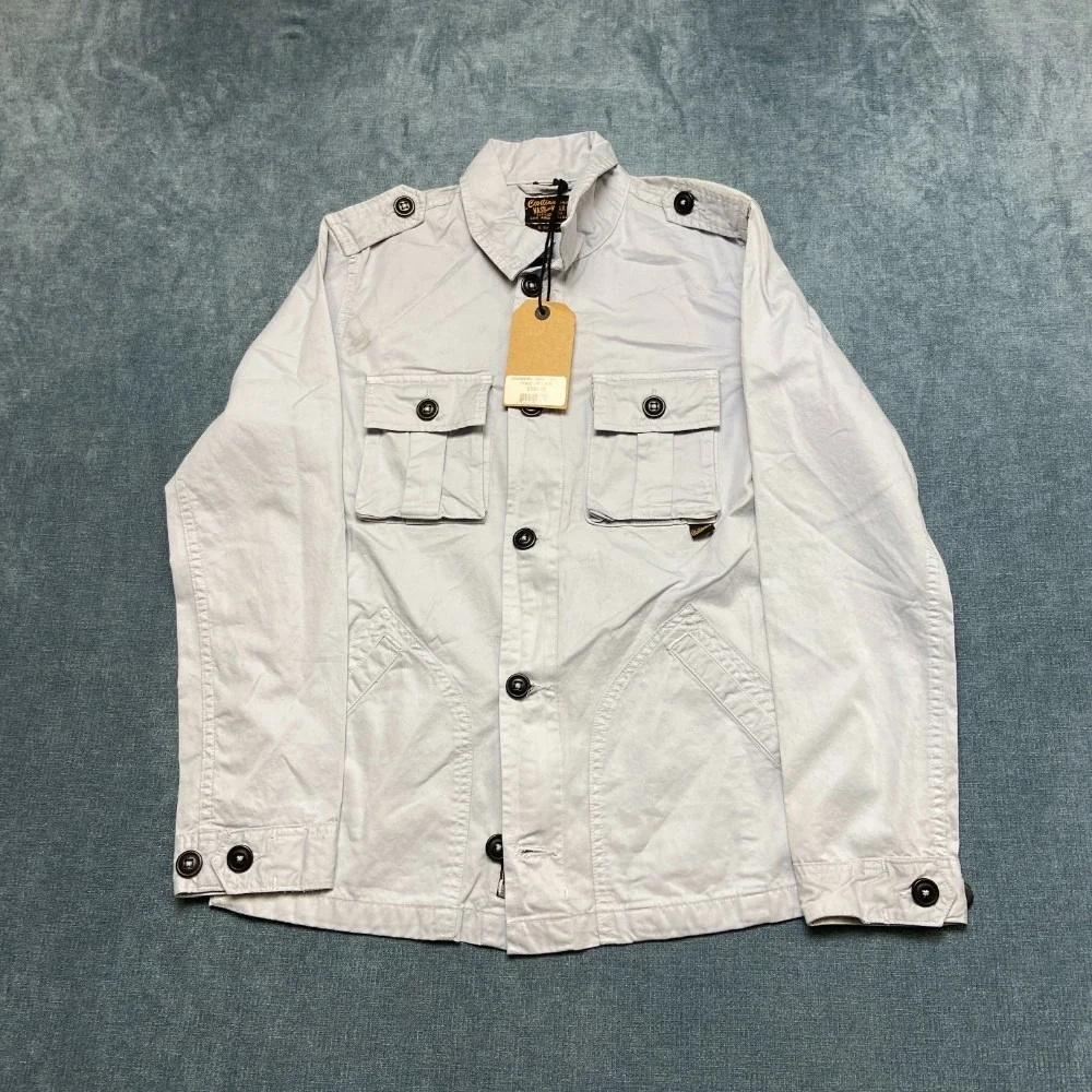 Civilianaire Peace Jacket Men XS Gray Cotton Outdoor Travel Classic Button Front